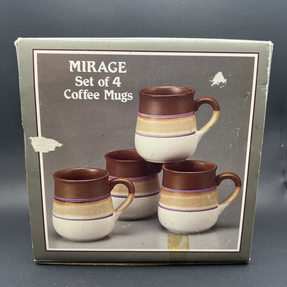 NIB‎ Set of 4 Service Merchandise Mirage Coffee Cups 1987 Decor